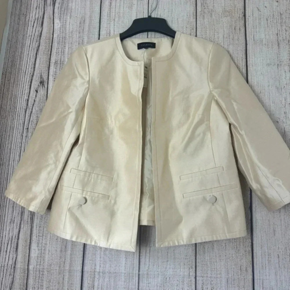 Talbots Womens Open front Silk blend  Blazer Jacket size 10 - Picture 1 of 13
